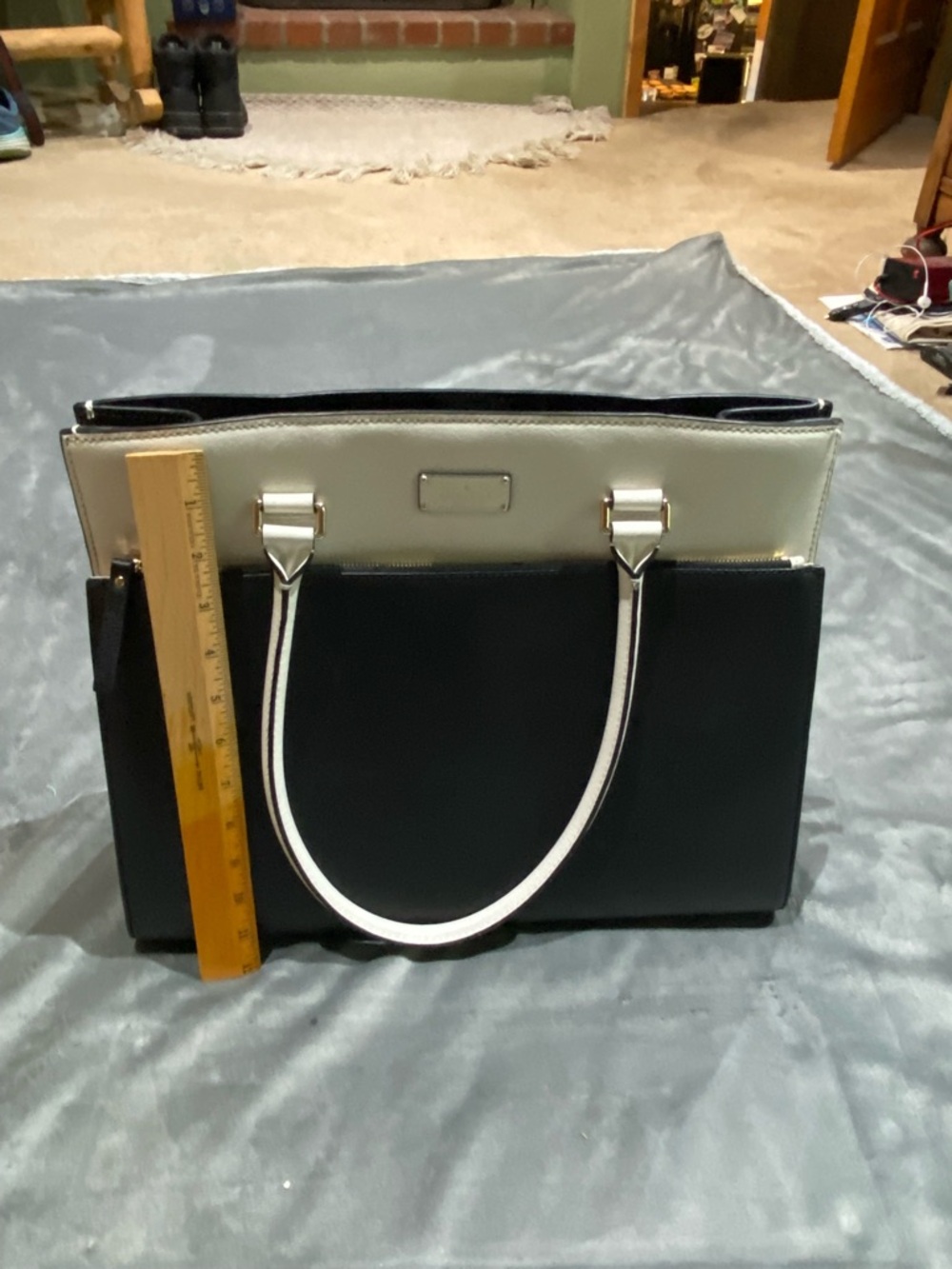 kate spade Two-Tone Black and Cream Structured Tote - Picture 6 of 16